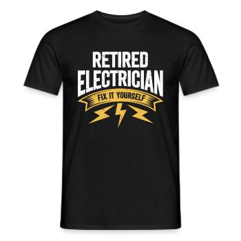 Retired Electrician Gift Electrician - Men's T-Shirt - black - Front - AI Model Male 178 light (178cm)