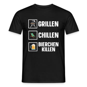 Grillen Chillen Bierchen Killen Bier BBQ Grill - Männer T-Shirt - Schwarz - Vorne - AI Model Male 178 light (178cm)