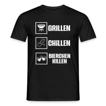 Grillen Chillen Bierchen Killen Bier BBQ Grill - Männer T-Shirt - Schwarz - Vorne - AI Model Male 178 light (178cm)