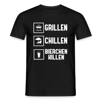 Grillen Chillen Bierchen Killen Bier BBQ Grill - Männer T-Shirt - Schwarz - Vorne - AI Model Male 178 light (178cm)