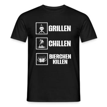 Grillen Chillen Bierchen Killen Bier BBQ Grill - Männer T-Shirt - Schwarz - Vorne - AI Model Male 178 light (178cm)