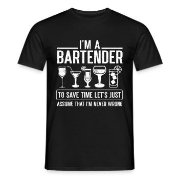 Bartender Gift Job Waiter Bartender - Men's T-Shirt - black - Front - AI Model Male 178 light (178cm)