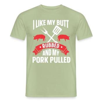 BBQ Pulled Pork Schwein Grill - Männer T-Shirt - Sage - Vorne - AI Model Male 178 light (178cm)
