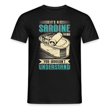 Sardine Atlantique Européen Sardines Cadeau - T-shirt homme - noir - Devant - AI Model Male 178 light (178cm)