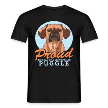 Puggle papa chien papa chien propriétaire cadeau - T-shirt homme - noir - Devant - AI Model Male 178 light (178cm)