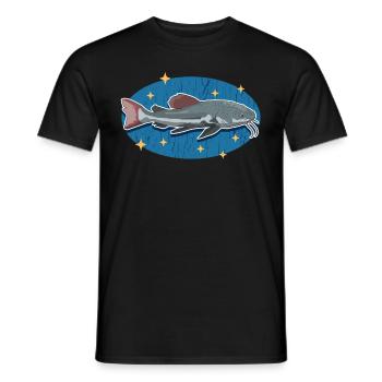 Poisson-chat poisson-chat poisson-chat pêche silure cadeau - T-shirt homme - noir - Devant - AI Model Male 178 light (178cm)