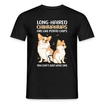 Chihuahua à poil long chien propriétaire cadeau - T-shirt homme - noir - Devant - AI Model Male 178 light (178cm)
