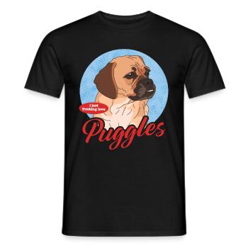 Puggle chien chien propriétaire chien propriétaire cadeau - T-shirt homme - noir - Devant - AI Model Male 178 light (178cm)