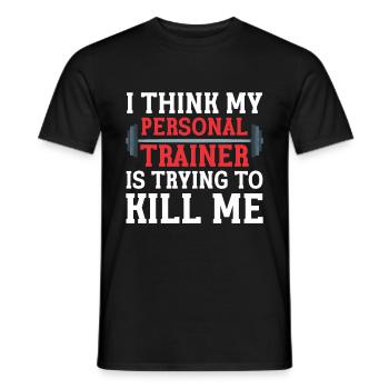 Personal Trainer Coach Gym Workout Fitness Trainer - Men's T-Shirt - black - Front - AI Model Male 178 light (178cm)