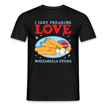 Mozzarella Sticks | Cheese Cheese Lover Gift - Men's T-Shirt - black - Front - AI Model Male 178 light (178cm)