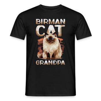 Chats de Birmanie grand-père Birman chat Birman cadeau - T-shirt homme - noir - Devant - AI Model Male 178 light (178cm)