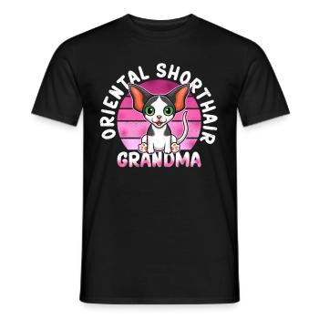 Oriental Shorthair Granny OKH Cat Gift - Men's T-Shirt - black - Front - AI Model Male 178 light (178cm)