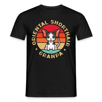 Oriental Shorthair Grandpa OKH Cat Gift - Men's T-Shirt - black - Front - AI Model Male 178 light (178cm)