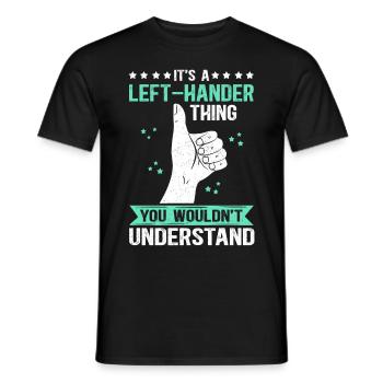 Linkshändig Linkshänder Linkshändige Geschenk - Männer T-Shirt - Schwarz - Vorne - AI Model Male 178 light (178cm)