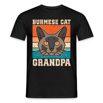 Birman grand-père Birmanie chat chats birmans cadeau - T-shirt homme - noir - Devant - AI Model Male 178 light (178cm)