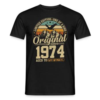 anniversaire 50 ans 1974 originale édition limitée - T-shirt homme - noir - Devant - AI Model Male 178 light (178cm)