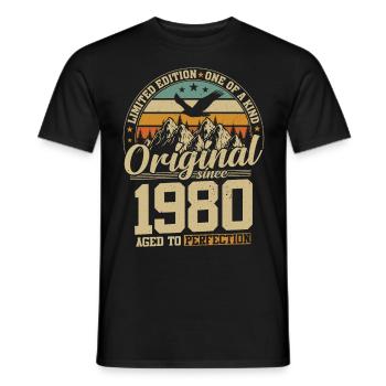 cadeau d'anniversaire 44 ans 1980 édition limitée - T-shirt homme - noir - Devant - AI Model Male 178 light (178cm)