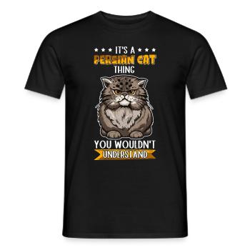 Chat persan chats chat propriétaire cadeau - T-shirt homme - noir - Devant - AI Model Male 178 light (178cm)
