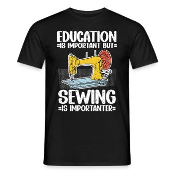 Sewing Seamstress Sewing Machine - Men's T-Shirt - black - Front - AI Model Male 178 light (178cm)