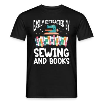 Sewing Seamstress Sewing Machine - Men's T-Shirt - black - Front - AI Model Male 178 light (178cm)
