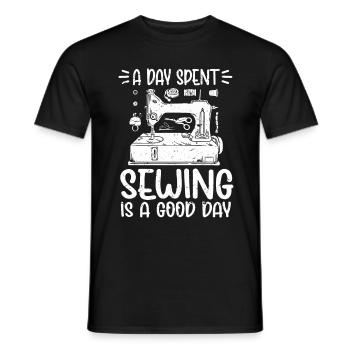 Sewing Seamstress Sewing Machine - Men's T-Shirt - black - Front - AI Model Male 178 light (178cm)