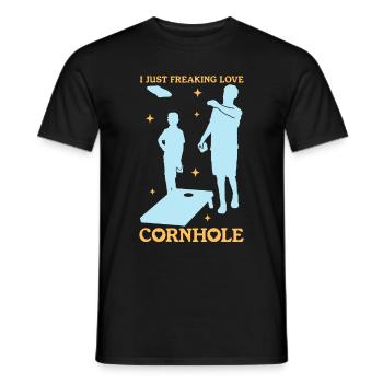 Cornhole Bean Bag joueur trou aveugle cadeau - T-shirt homme - noir - Devant - AI Model Male 178 light (178cm)