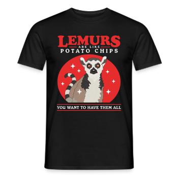 Lémurien à queue annelée lémurien cadeau - T-shirt homme - noir - Devant - AI Model Male 178 light (178cm)