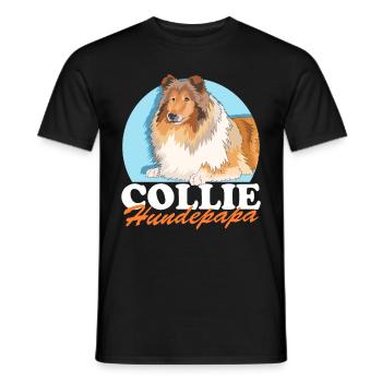 Collie chien papa cheveux longs Collie chien cadeau - T-shirt homme - noir - Devant - AI Model Male 178 light (178cm)