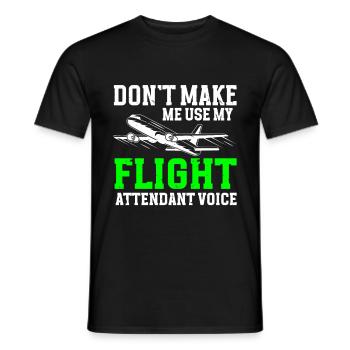 Ne m’oblige pas à utiliser ma voix d’hôtesse de l’air - T-shirt homme - noir - Devant - AI Model Male 178 light (178cm)