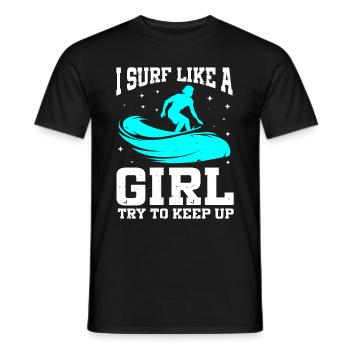Surfender Surfer - Männer T-Shirt - Schwarz - Vorne - AI Model Male 178 light (178cm)
