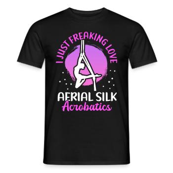 Cadeau d’acrobaties en tissu vertical en soie aérienne - T-shirt homme - noir - Devant - AI Model Male 178 light (178cm)