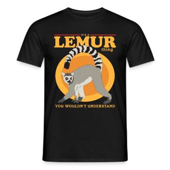 Lémurien à queue annelée lémurien cadeau - T-shirt homme - noir - Devant - AI Model Male 178 light (178cm)