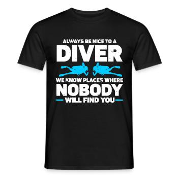 Diving Diver - Men's T-Shirt - black - Front - AI Model Male 178 light (178cm)