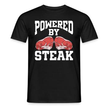 Powered By Steak - Men's T-Shirt - black - Front - AI Model Male 178 light (178cm)