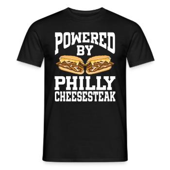 Powered By Philly Cheesesteak - Men's T-Shirt - black - Front - AI Model Male 178 light (178cm)