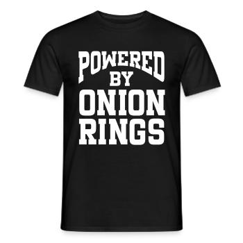 Alimenté par des rondelles d’oignon - T-shirt homme - noir - Devant - AI Model Male 178 light (178cm)