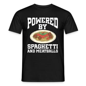 Powered By Spaghetti And Meatballs - Männer T-Shirt - Schwarz - Vorne - AI Model Male 178 light (178cm)