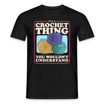 Fil au crochet Cadeau au crochet - T-shirt homme - noir - Devant - AI Model Male 178 light (178cm)