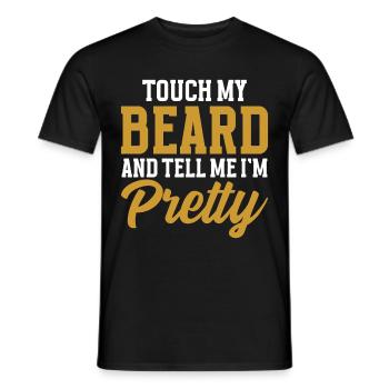 Citation de barbe, Touche ma barbe et dis-moi que je suis jolie - T-shirt homme - noir - Devant - AI Model Male 178 light (178cm)