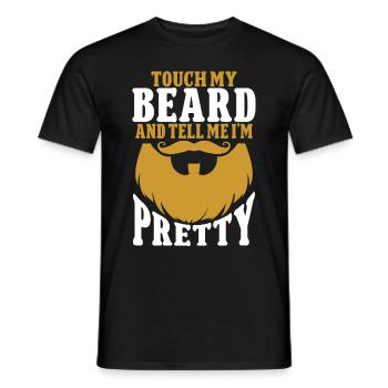 Citation de barbe, Touche ma barbe et dis-moi que je suis jolie - T-shirt homme - noir - Devant - AI Model Male 178 light (178cm)
