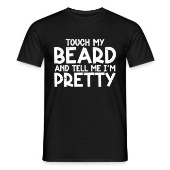 Citation de barbe, Touche ma barbe et dis-moi que je suis jolie - T-shirt homme - noir - Devant - AI Model Male 178 light (178cm)