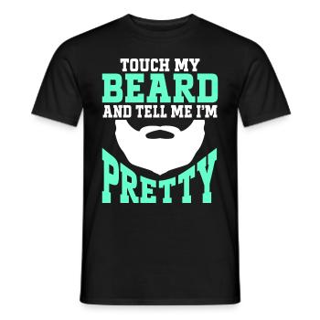 Citation de barbe, Touche ma barbe et dis-moi que je suis jolie - T-shirt homme - noir - Devant - AI Model Male 178 light (178cm)