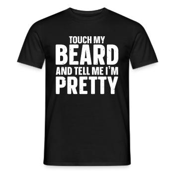 Citation de barbe, Touche ma barbe et dis-moi que je suis jolie - T-shirt homme - noir - Devant - AI Model Male 178 light (178cm)
