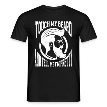 Citation de barbe, Touche ma barbe et dis-moi que je suis jolie - T-shirt homme - noir - Devant - AI Model Male 178 light (178cm)
