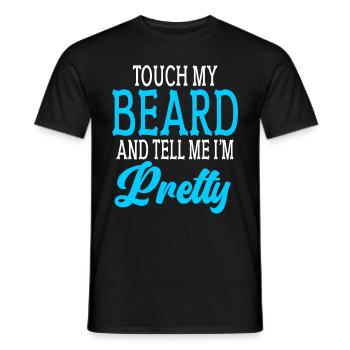 Citation de barbe, Touche ma barbe et dis-moi que je suis jolie - T-shirt homme - noir - Devant - AI Model Male 178 light (178cm)