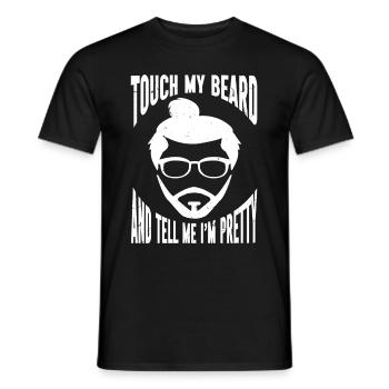 Citation de barbe, Touche ma barbe et dis-moi que je suis jolie - T-shirt homme - noir - Devant - AI Model Male 178 light (178cm)