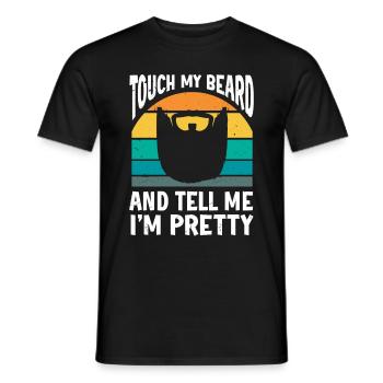 Citation de barbe, Touche ma barbe et dis-moi que je suis jolie - T-shirt homme - noir - Devant - AI Model Male 178 light (178cm)