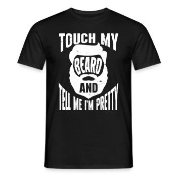 Citation de barbe, Touche ma barbe et dis-moi que je suis jolie - T-shirt homme - noir - Devant - AI Model Male 178 light (178cm)