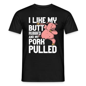BBQ J’aime bien me frotter les fesses et mon porc effiloché griller - T-shirt homme - noir - Devant - AI Model Male 178 light (178cm)