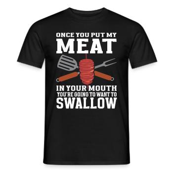 BBQ Mettez de la viande dans votre bouche en allant vouloir avaler - T-shirt homme - noir - Devant - AI Model Male 178 light (178cm)
